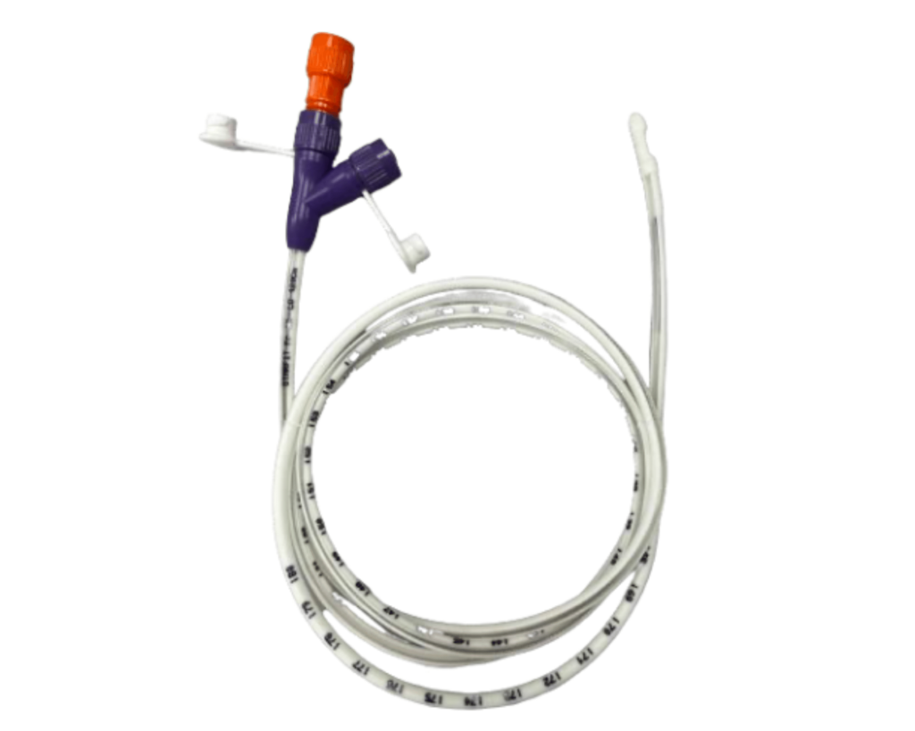 Nasogastric &amp; nasoduodenal feeding tubes with guidewire, bolus &amp; dual port Y ENFit® connector