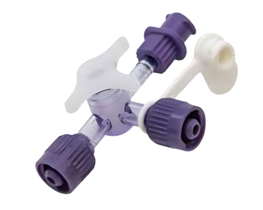 3 Way Stop Cock designed to connect additional ENFit® lines or syringes.